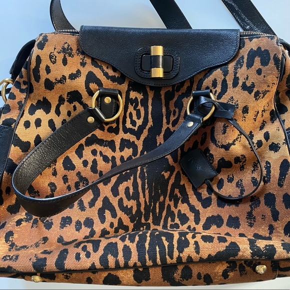 Yves Saint Laurent cheetah leopard print bag with lock - Picture 2 of 12